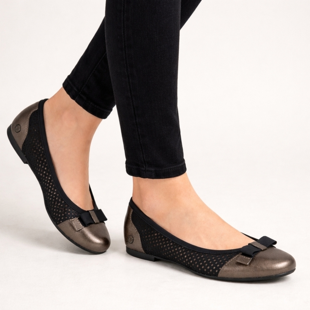 Born Mardea Y2K Boho Minimalist Metallic Cap Toe Comfort Ballet Flats 8M